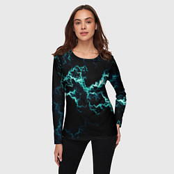 Лонгслив женский Lightning light blue glow, цвет: 3D-принт — фото 2