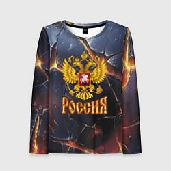 Лонгслив женский Золотой герб России и текстура с плитами, цвет: 3D-принт