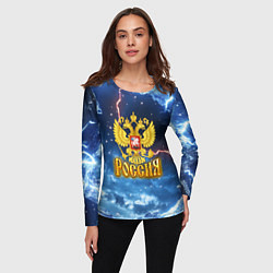 Лонгслив женский Герб России и ледяной фон, цвет: 3D-принт — фото 2
