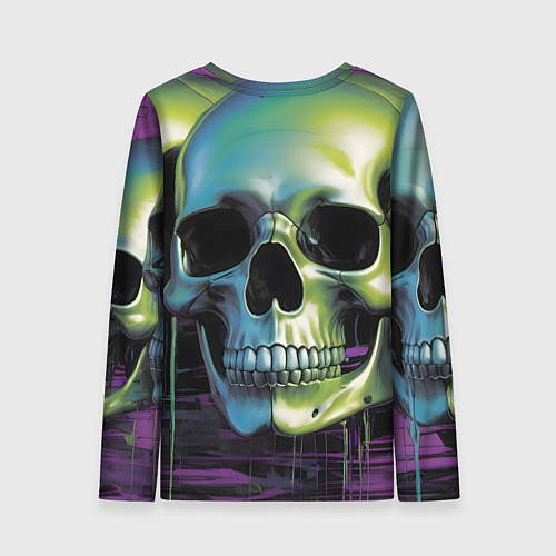Женский лонгслив Черепа отливающие неоном / 3D-принт – фото 2