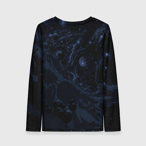 Женский лонгслив Чёрно-синий абстрактный космос / 3D-принт – фото 2