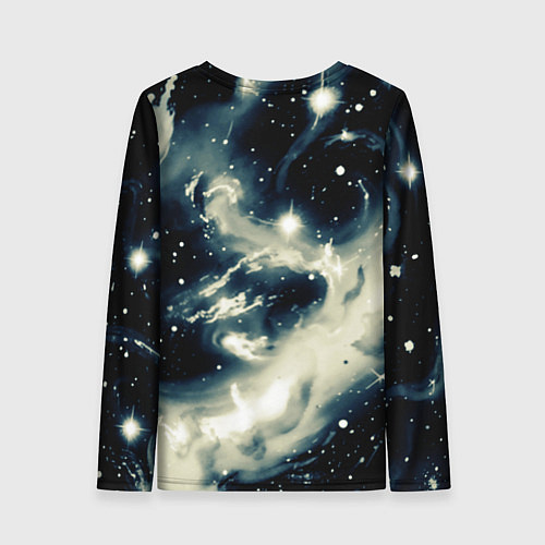 Женский лонгслив Космический абстрактный чёрно-синий / 3D-принт – фото 2