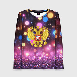 Женский лонгслив Герб России на фоне бокке