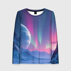 Женский лонгслив Неоновый космос северного сияния