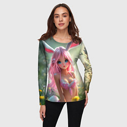 Лонгслив женский Девушка с ушками зайца, цвет: 3D-принт — фото 2