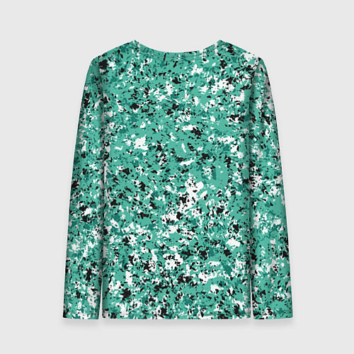 Женский лонгслив Бирюзовый с чёрно-белыми пятнами / 3D-принт – фото 2