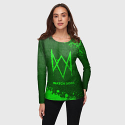 Лонгслив женский Watch Dogs - green gradient, цвет: 3D-принт — фото 2