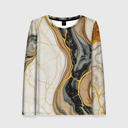 Женский лонгслив Золотистые прожилки в мраморе