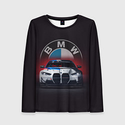 Женский лонгслив BMW на красном фоне