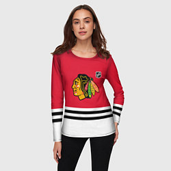 Лонгслив женский Чикаго Блэкхокс хоккей, цвет: 3D-принт — фото 2