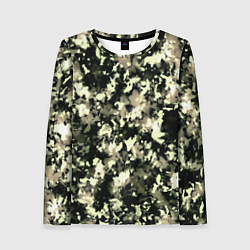 Лонгслив женский Пятнистый чёрно-бежевый, цвет: 3D-принт