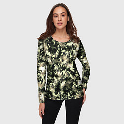 Лонгслив женский Пятнистый чёрно-бежевый, цвет: 3D-принт — фото 2