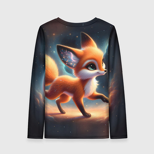 Женский лонгслив Лиса бежит по космическому простору / 3D-принт – фото 2