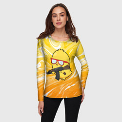 Лонгслив женский Курица и автомат, цвет: 3D-принт — фото 2
