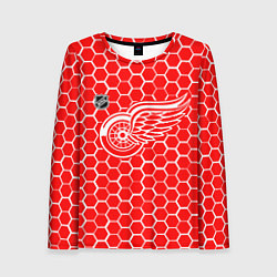 Лонгслив женский Детройт Ред Уингз - красные соты, цвет: 3D-принт
