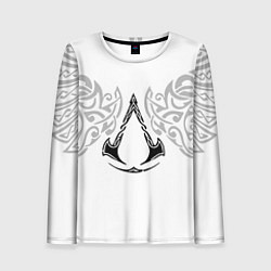 Лонгслив женский Ассасин Крид - узор ворон, цвет: 3D-принт