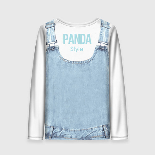 Женский лонгслив Панда в кармашке комбинезона / 3D-принт – фото 2