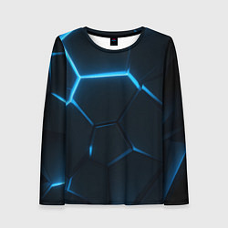 Женский лонгслив Черные плиты с синим светом