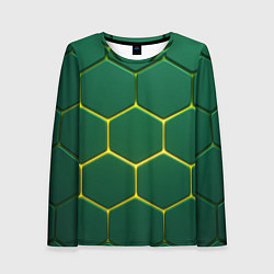 Лонгслив женский Зеленые плиты с желтым светом, цвет: 3D-принт