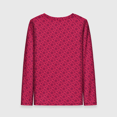 Женский лонгслив Красно-розовый цветочный паттерн узор / 3D-принт – фото 2
