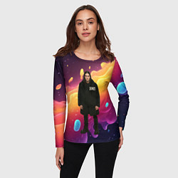 Лонгслив женский Bones во весь рост в черной одежде, цвет: 3D-принт — фото 2