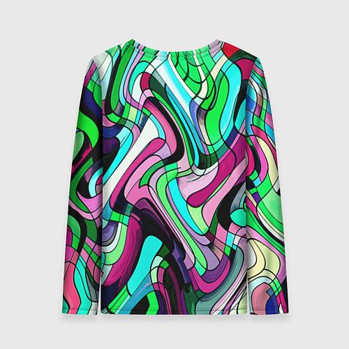 Женский лонгслив Зелёно-розовый искажённая абстракция / 3D-принт – фото 2