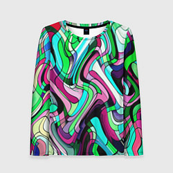 Женский лонгслив Зелёно-розовый искажённая абстракция
