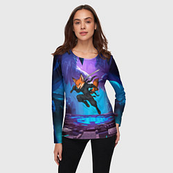Лонгслив женский Лис ниндзя в прыжке, цвет: 3D-принт — фото 2