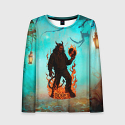 Лонгслив женский Bones в стиле демона, цвет: 3D-принт