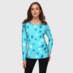 Лонгслив женский Текстура голубой гавайской рубашки, цвет: 3D-принт — фото 2