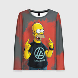 Лонгслив женский Гомер в футболке Linkin Park, цвет: 3D-принт