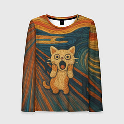 Женский лонгслив Котик Крик - вязаный нейроарт