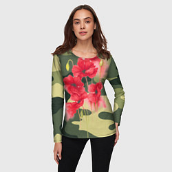 Лонгслив женский Камуфляж с маками, цвет: 3D-принт — фото 2