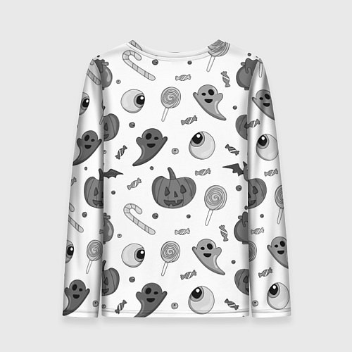 Женский лонгслив Halloween grey and white / 3D-принт – фото 2