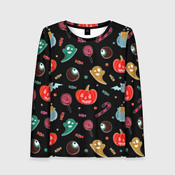 Лонгслив женский Halloween red pumpkin, цвет: 3D-принт