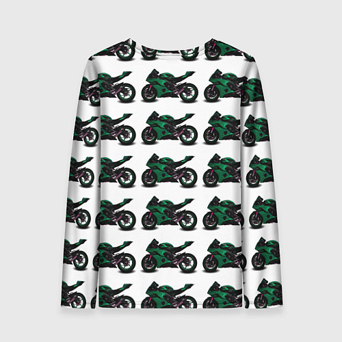 Женский лонгслив Motorbike dark green / 3D-принт – фото 2