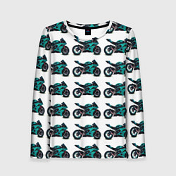 Лонгслив женский Motorbike light blue, цвет: 3D-принт