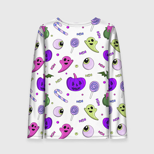 Женский лонгслив Halloween purple pumpkin pattern / 3D-принт – фото 2