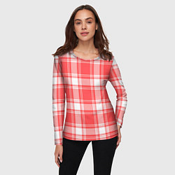 Лонгслив женский Checked red white, цвет: 3D-принт — фото 2