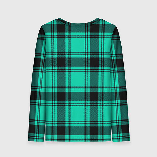 Женский лонгслив Checkered turquoise / 3D-принт – фото 2