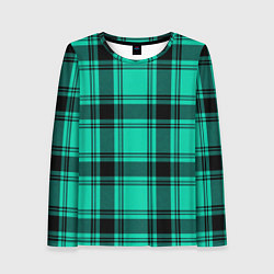 Лонгслив женский Checkered turquoise, цвет: 3D-принт