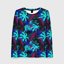 Лонгслив женский Palm blue light blue, цвет: 3D-принт