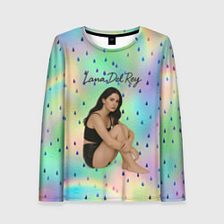 Лонгслив женский Lana Del Rey сидит обняв колени, цвет: 3D-принт