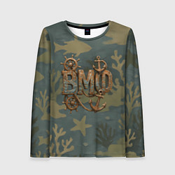 Лонгслив женский ВМФ старые буквы, цвет: 3D-принт