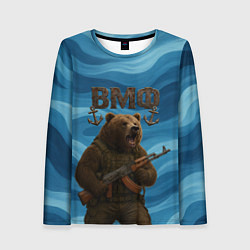 Женский лонгслив ВМФ Медведь с АК-47