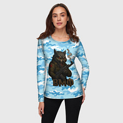 Лонгслив женский Волк с красными глазами ВМФ, цвет: 3D-принт — фото 2