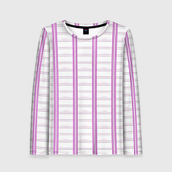 Женский лонгслив Color white cage pink line