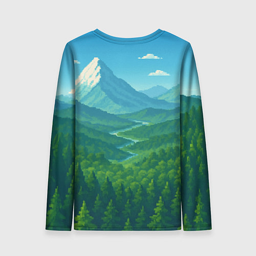 Женский лонгслив Горный пейзаж - пиксель арт / 3D-принт – фото 2