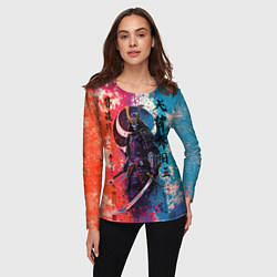 Лонгслив женский Призрачный самурай - краски, цвет: 3D-принт — фото 2