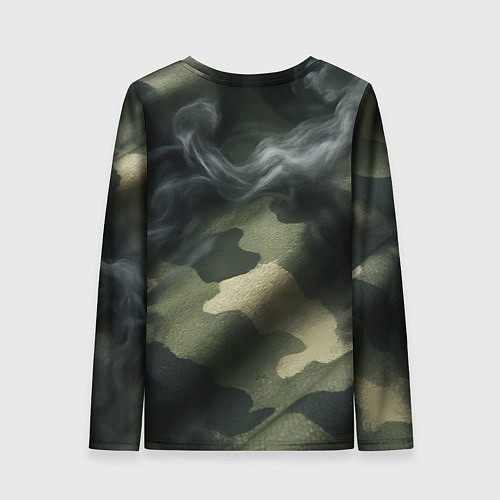 Женский лонгслив Камуфляжная ткань с дымом / 3D-принт – фото 2